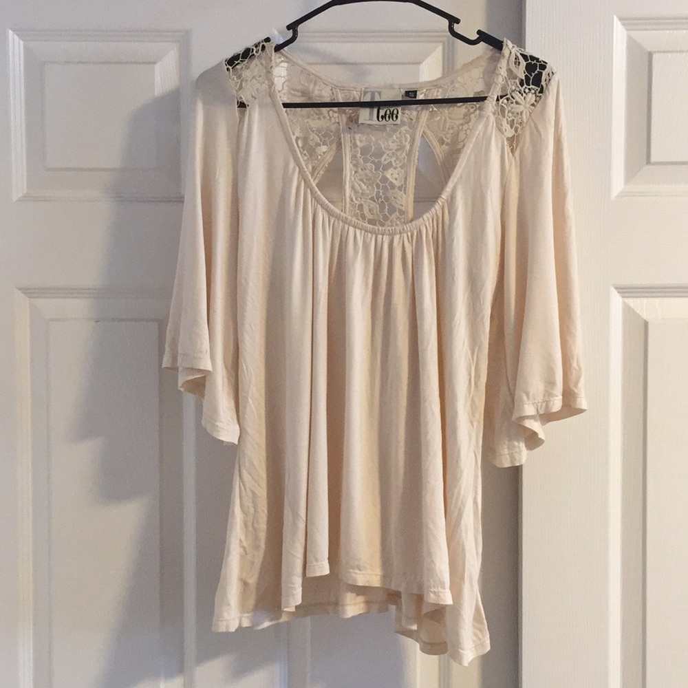 Anthropologie flowy top with crochet detail